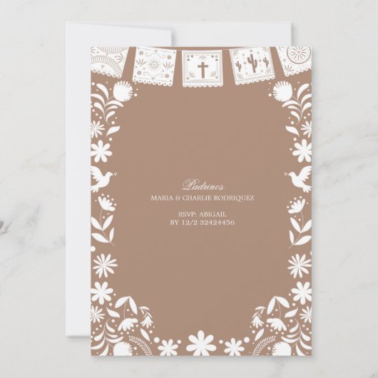 Photo Boho Brown Cielito Lindo Baptism 招待状 (裏面)