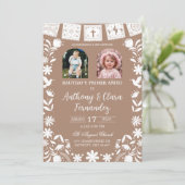 Photo Boho Brown Cielito Lindo Twins Baptis 招待状 (スタンド正面)