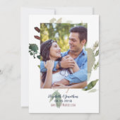 Photo Boho Burgundy Navy Mauve 結婚フローラ 招待状 (裏面)