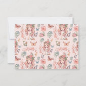 Photo Boho Fairy First Girl's 1 Birthday サンキューカード (裏面)