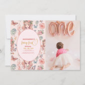 Photo Boho Fairy First Girl's 1 Birthday 招待状 (正面)