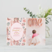 Photo Boho Fairy First Girl's 1 Birthday 招待状 (スタンド正面)