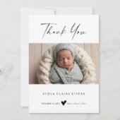 Photo Boho Thank You Baby Birth Announcement Card 招待状 (正面)