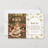 Photo Boho Woodland Wild One Birthday サンキューカード (正面)