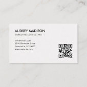 Photo Bold Modern QR Code White Business Card 名刺 (裏面)