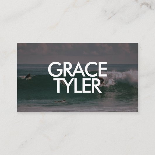 Photo Bold Modern QR Code White Business Card 名刺 (正面)