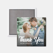 Photo Bold Script White Thank You Wedding マグネット (正面/裏面)