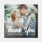 Photo Bold Script White Thank You Wedding マグネット (正面)