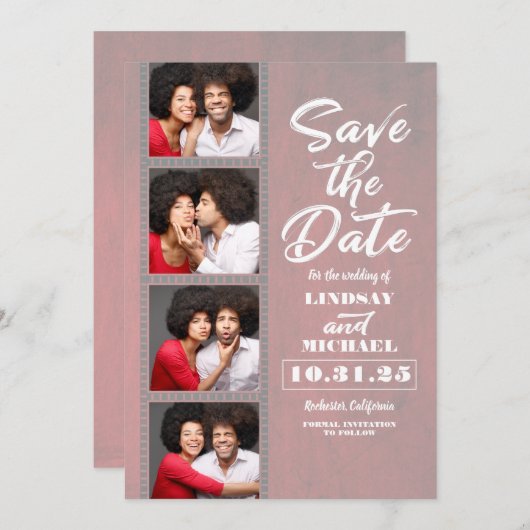 Photo Boothブックマークをテーマにしたおもしろい保存日 セーブザデート (正面/裏面)