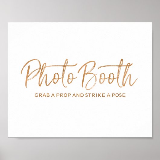 Photo Booth 8x10 Stylish Rose Gold Wedding Sign ポスター (正面)