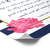 Photo Booth Poster Sign | Navy Stripe & Pink Peony ポスター (角)
