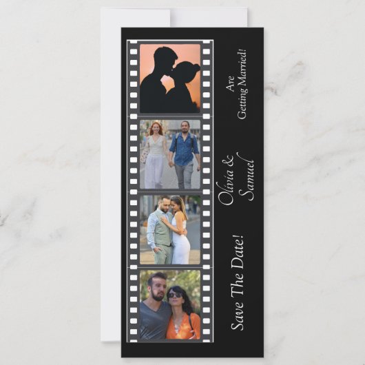 Photo Booth Style Save The Date  Black White Card (正面)