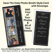 Photo Booth Style Save The Date  Black White Card