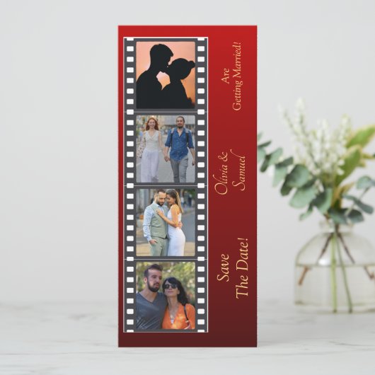 Photo Booth Style Save The Date Flat Card (スタンド正面)