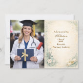 Photo Botanical White Coat Dentist Graduation 案内状 (正面)
