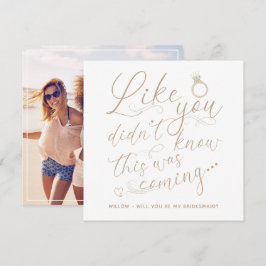 Photo Bridesmaidリクエストカード金ゴールド&ホワイト ノートカード