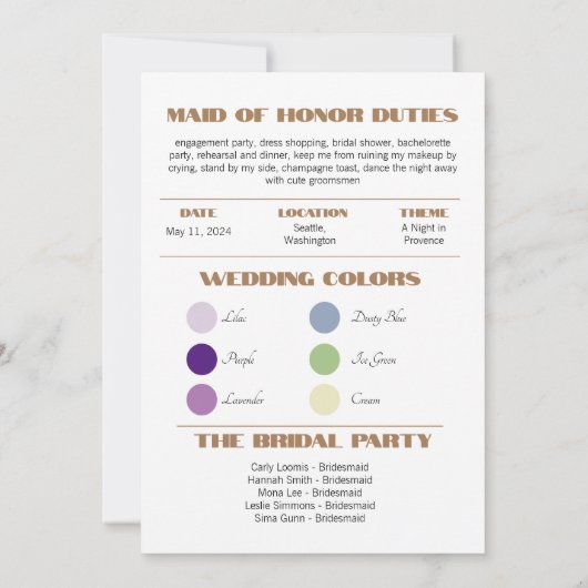 Photo Bridesmaid Proposal Card 招待状 (裏面)