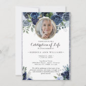 Photo Budget Navyバラお祝いof Life 招待状 (正面)