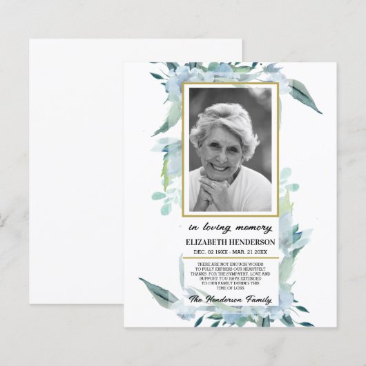 PHOTO Budget Sympathy In Loving Memory. (正面/裏面)