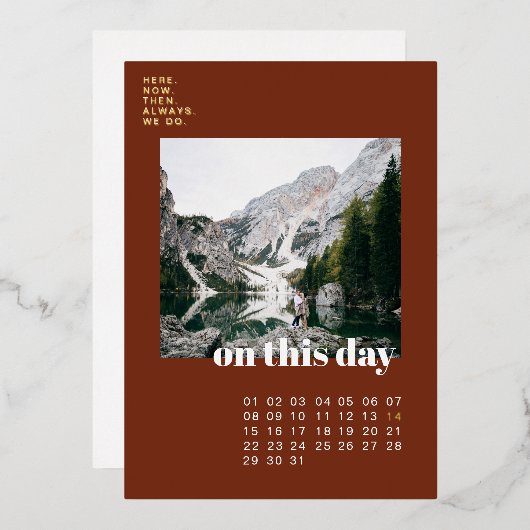 Photo & Calendar | シンプルタイポグラフィー・セーブ・ザ・デート 箔招待状 (正面/裏面)