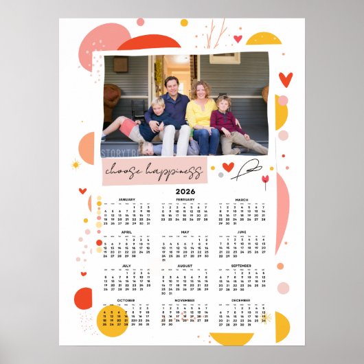 Photo Calendar 2026 Choose Happiness Poster 18x24 ポスター (正面)