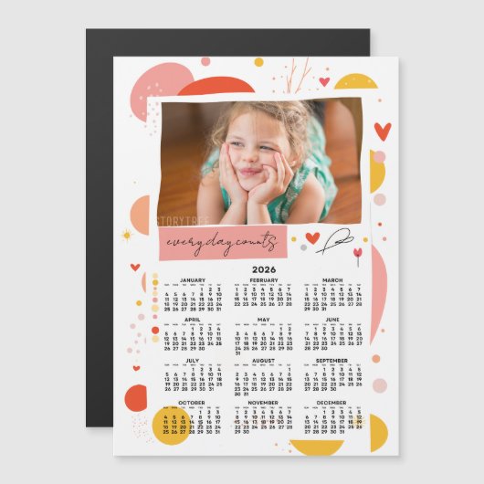 Photo Calendar 2026 Every Day Counts Magnet (正面/裏面)