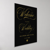 Photo calligraphy chic gold wedding welcome 箔ポスター (レイダウン)