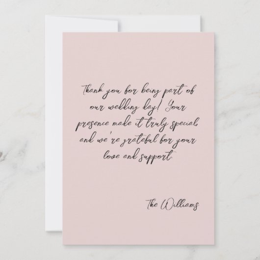 Photo & Calligraphy Minimalist Blush サンキューカード (裏面)