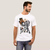 Photo camera on tripod artistic life orange design tシャツ (正面フル)