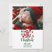 Photo Candy Cane Baby 1st Christmas シーズンカード (正面)
