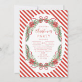 Photo Candy Cane Botanical Wreath Christmas 招待状 (正面)