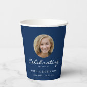 Photo Celebration of Life Funeral Memorial Blue 紙コップ (裏面)