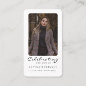 Photo Celebration of Life Memorial Prayer Card 名刺 (正面)