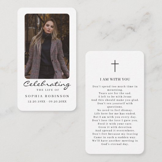 Photo Celebration of Life Memorial Prayer Card 名刺 (正面/裏面)