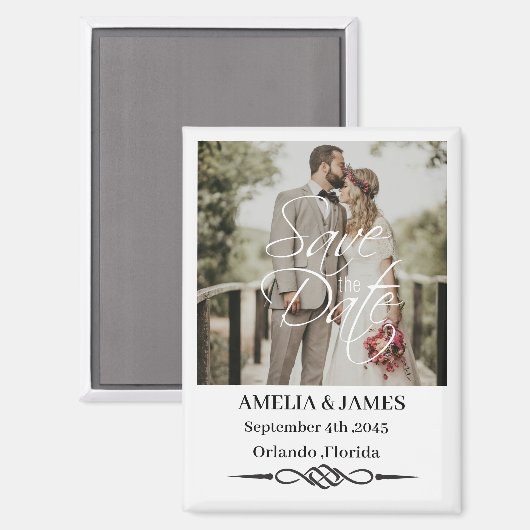 Photo Celtic Knot Wedding Save the Date Magnet マグネット (正面/裏面)