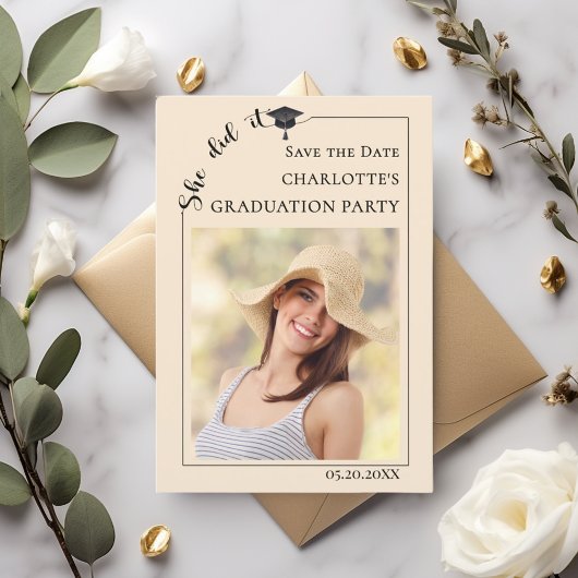 Photo Champagne Graduation party Save the Date セーブザデート