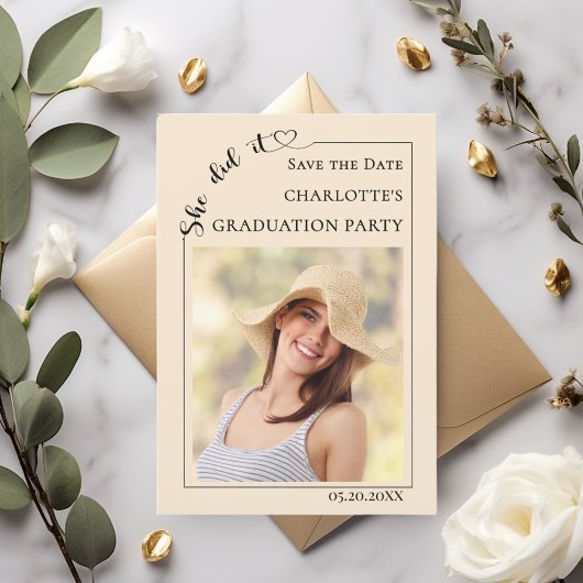 Photo Champagne Graduation party Save the Date セーブザデート