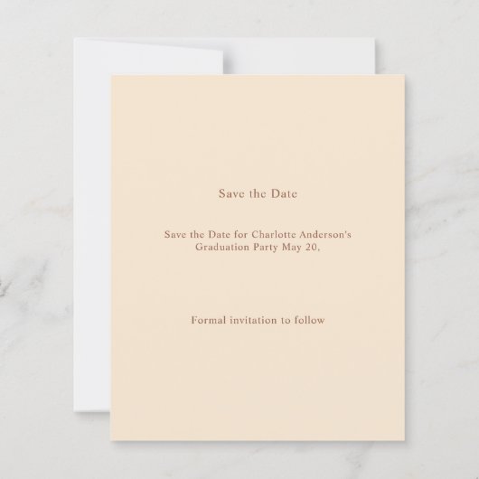 Photo Champagne Graduation Save the Date card (裏面)