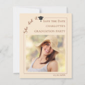 Photo Champagne Graduation Save the Date card (正面)