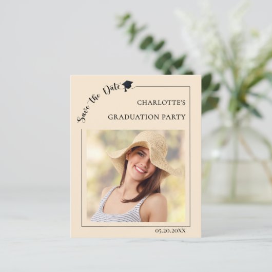 Photo champagne Graduation Save the Date card (スタンド正面)