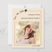 Photo champagne Graduation Save the Date card (正面)