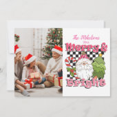 Photo Checkered Merry & Bright Christmas シーズンカード (正面)