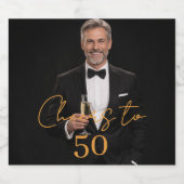 Photo cheers birthday party gold リキュールボトルラベル (シングルラベル)