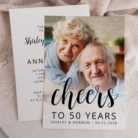 Photo Cheers Black Script 50th Anniversary Party 招待状