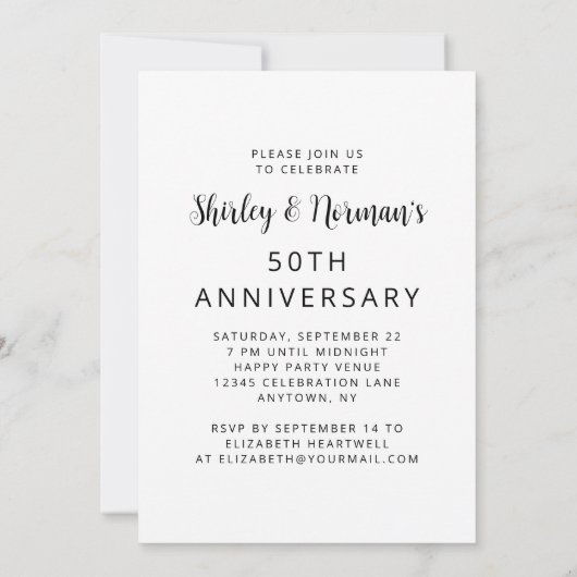 Photo Cheers Black Script 50th Anniversary Party 招待状 (裏面)