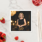 Photo cheers elegant script gold birthday スタンダードカクテルナプキン (インサイチュ)