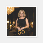 Photo cheers elegant script gold birthday スタンダードカクテルナプキン (正面)