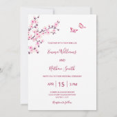 Photo Cherry Blossom Pink White Wedding 招待状 (裏面)