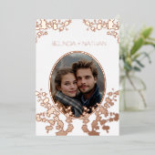 Photo Cherry Blossom  Rose Gold White 箔招待状 (立ち正面)