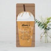 Photo Chic Wood Background Iced Coffee Birthday 招待状 (スタンド正面)